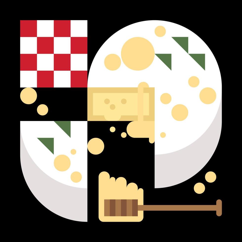 Brie Cheese Geometric Elements Concept copy vector