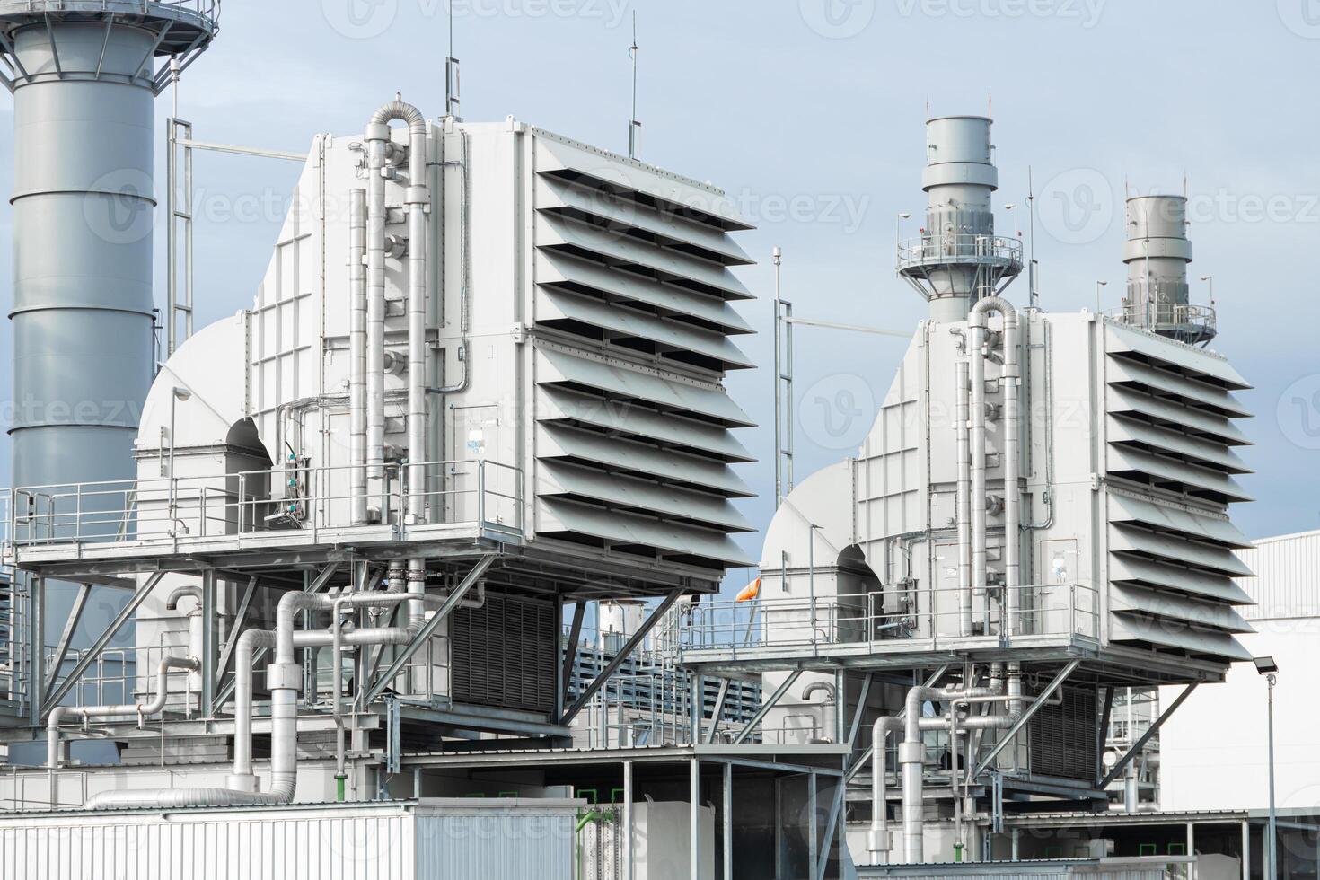 Gas Turbine Inlet Air Hole with Filter System. Large Air Filtration House for Combined Cycle Power Plant Heavy Industry. photo