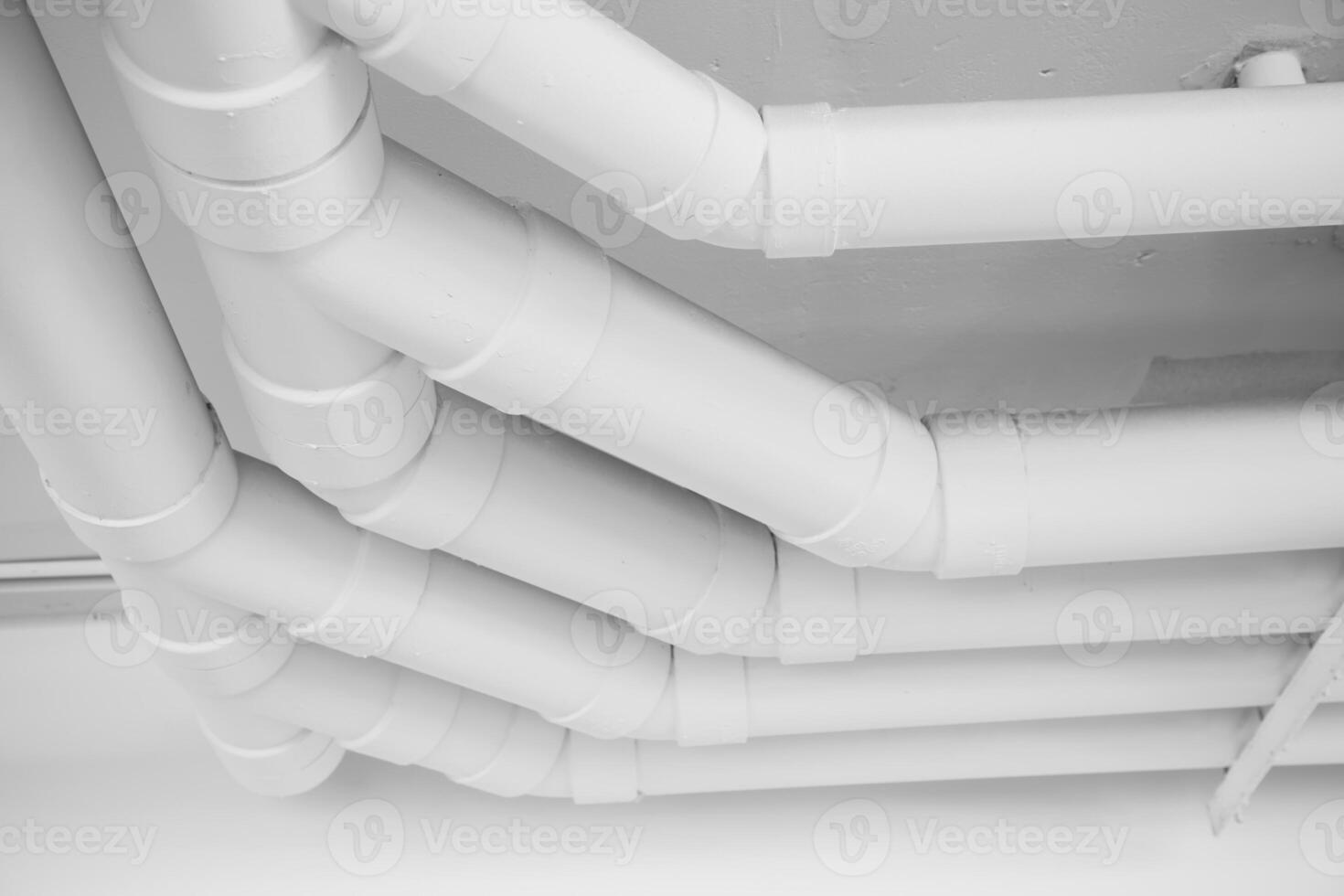 water pipe line corner water pipes watering system drain piping engineer design building underground. photo