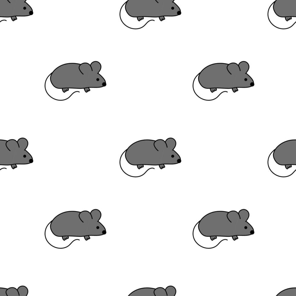 Seamless pattern with Cute mouse. Animal Background. Flat illustration. vector