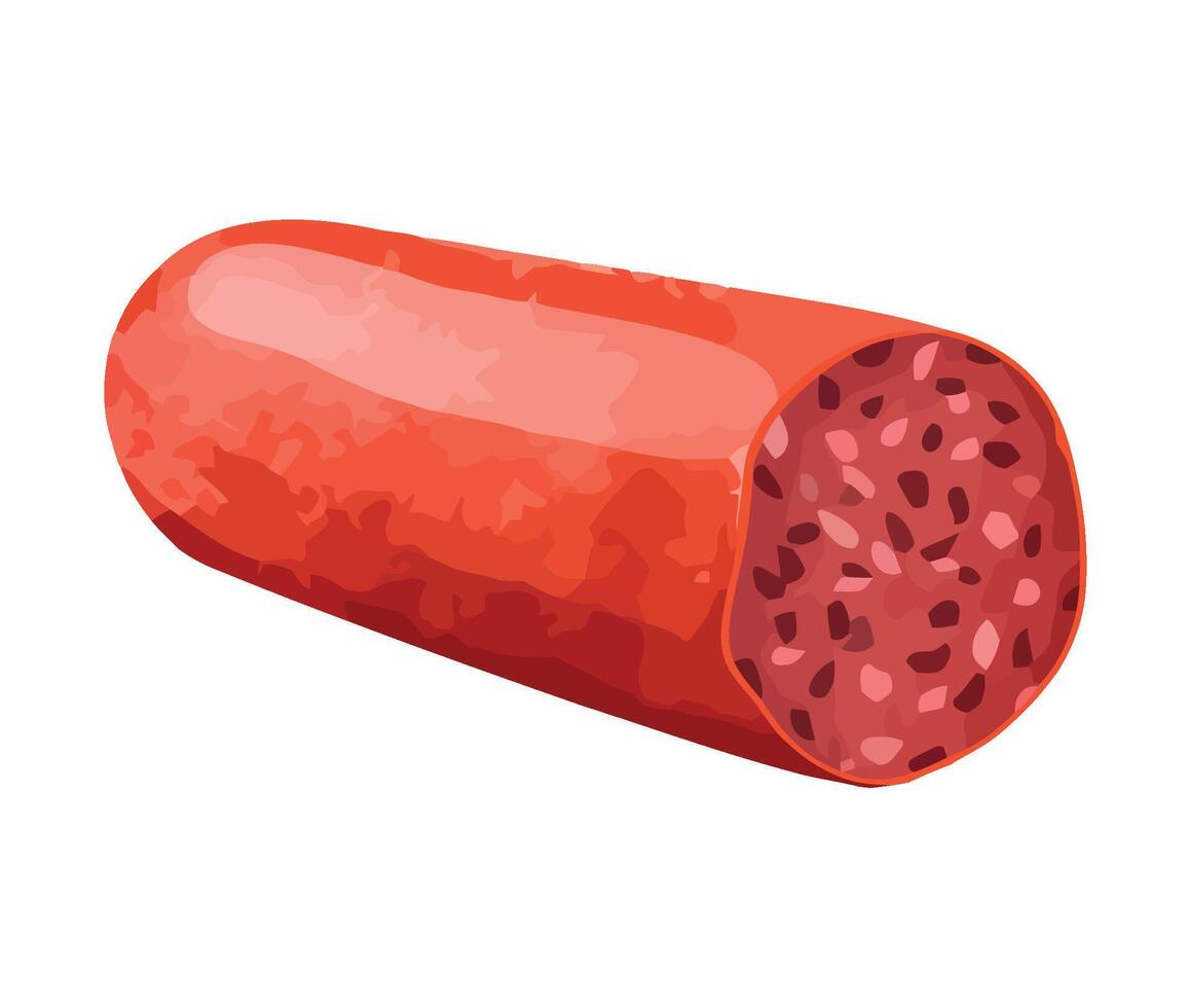 Smoked salami, pork and beef gourmet snack icon isolated vector
