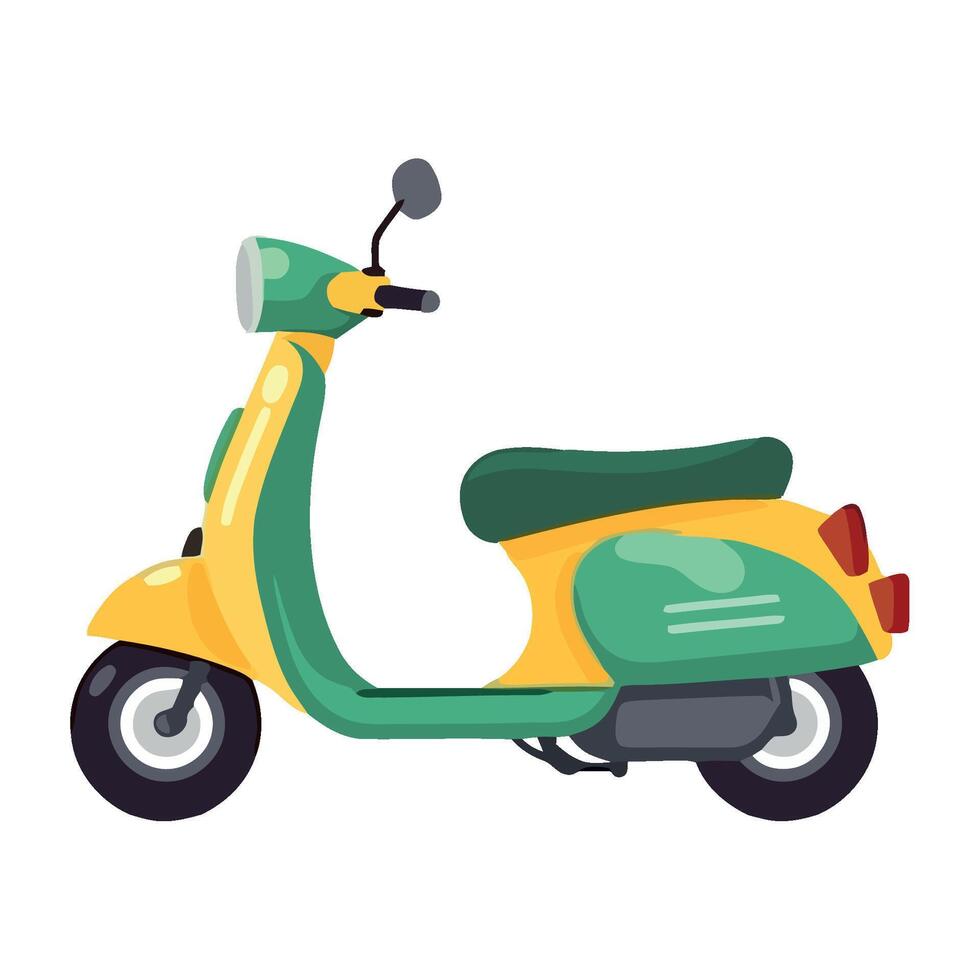 yellow motor scooter adventure icon isolated vector