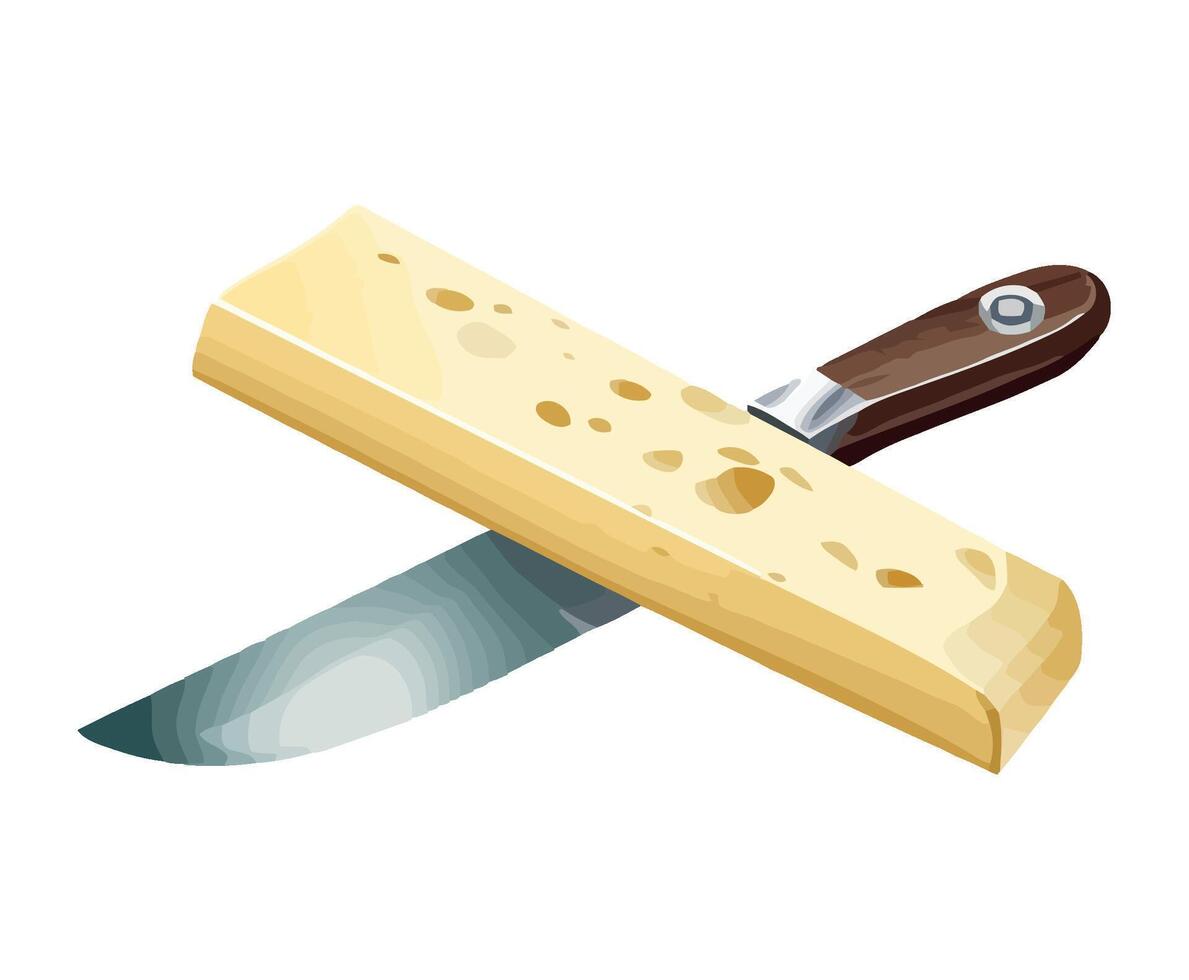 kitchen knife and cheese slice icon isolated vector