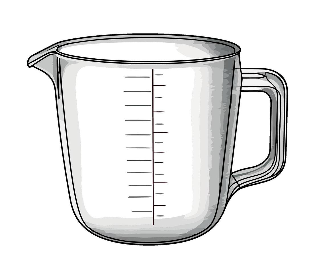 Transparent plastic measure mug for food icon isolated vector