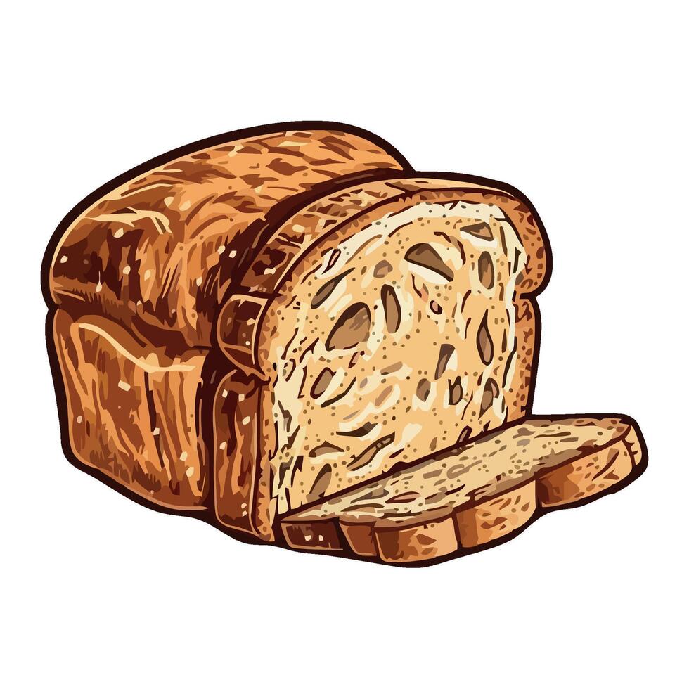 Fresh bread, baked with organic wheat flour icon isolated vector