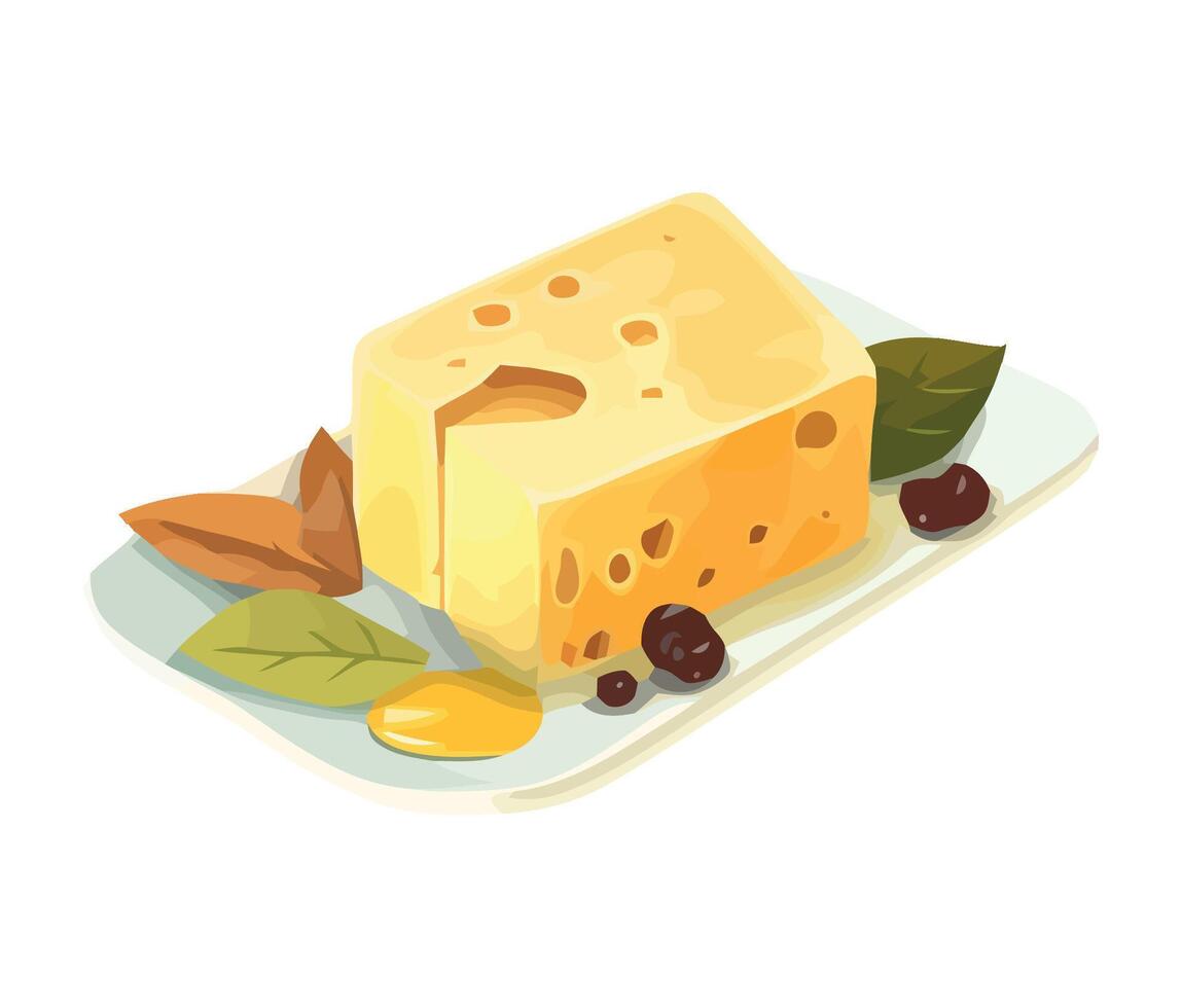 Fresh gourmet cheese plate with organic ingredients icon isolated vector