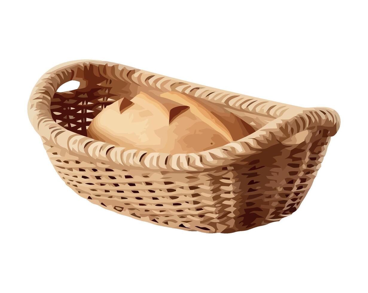 Fresh fruit in rustic wicker basket design icon isolated vector