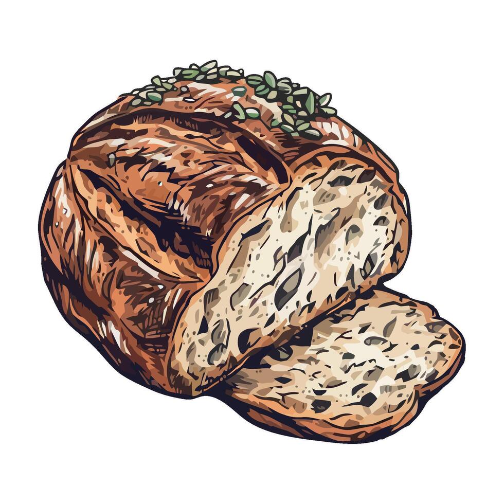 Fresh gourmet bread with herbs icon isolated vector