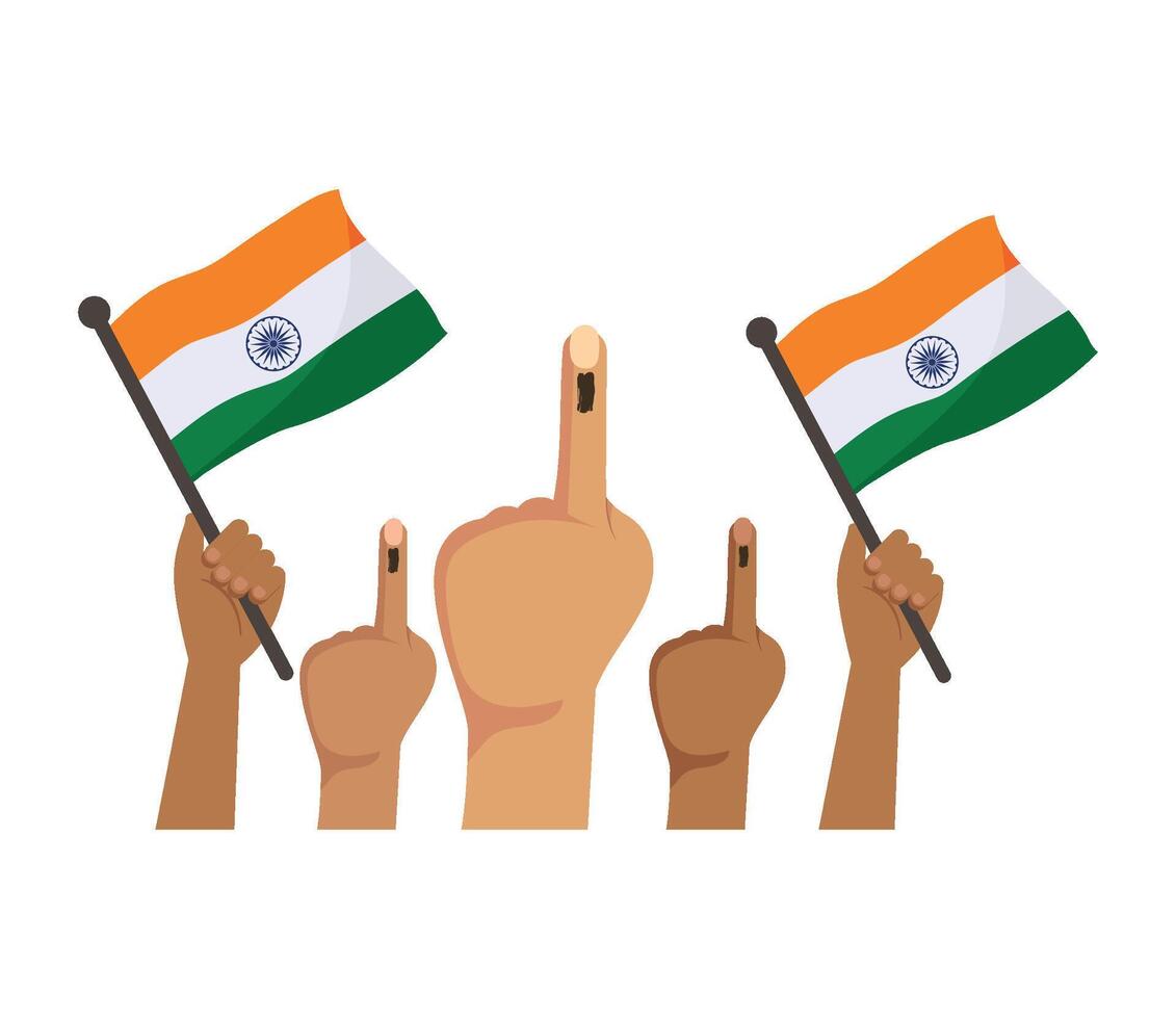 india general election hands and flags illustration vector