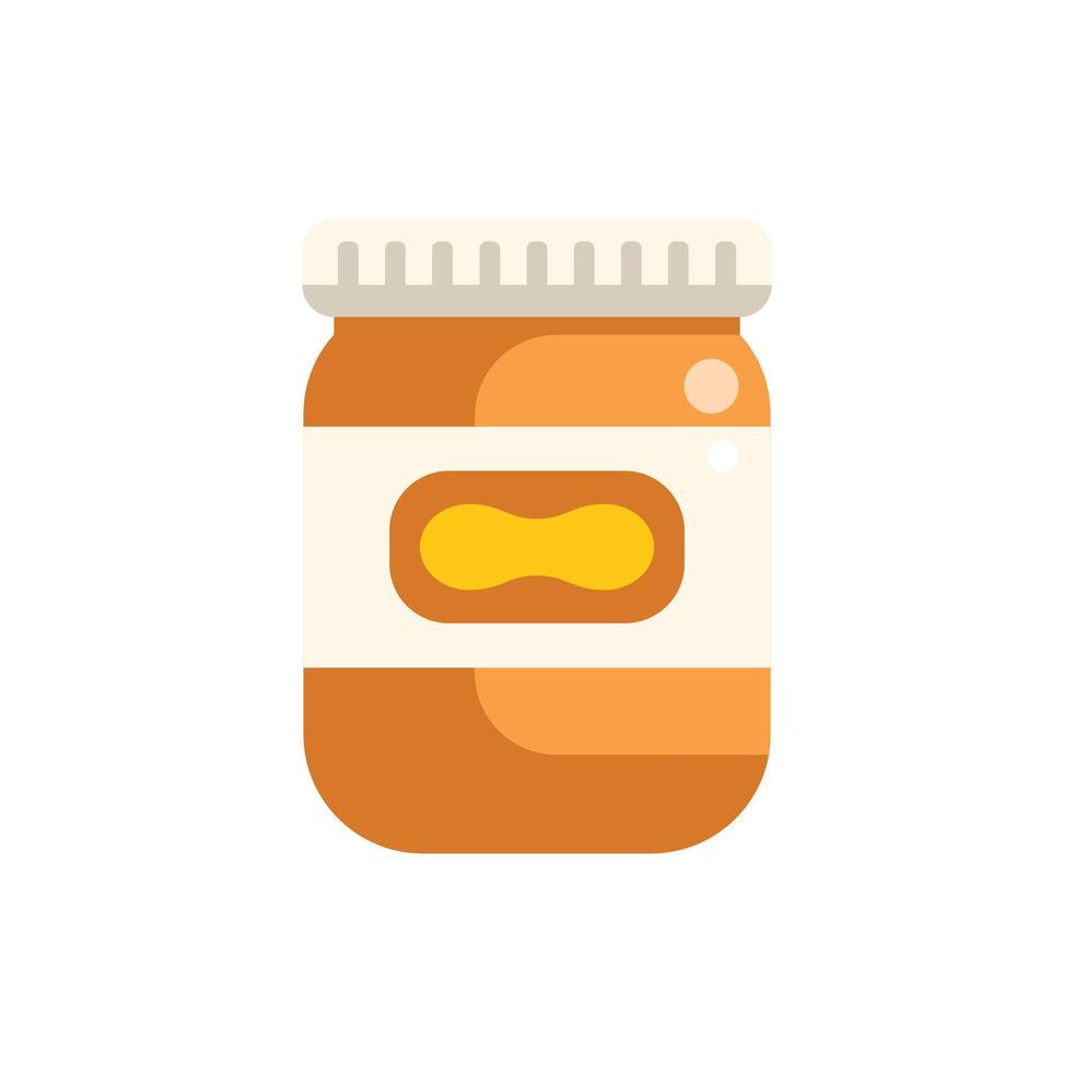 Jar of peanut butter with label showing peanut illustration vector