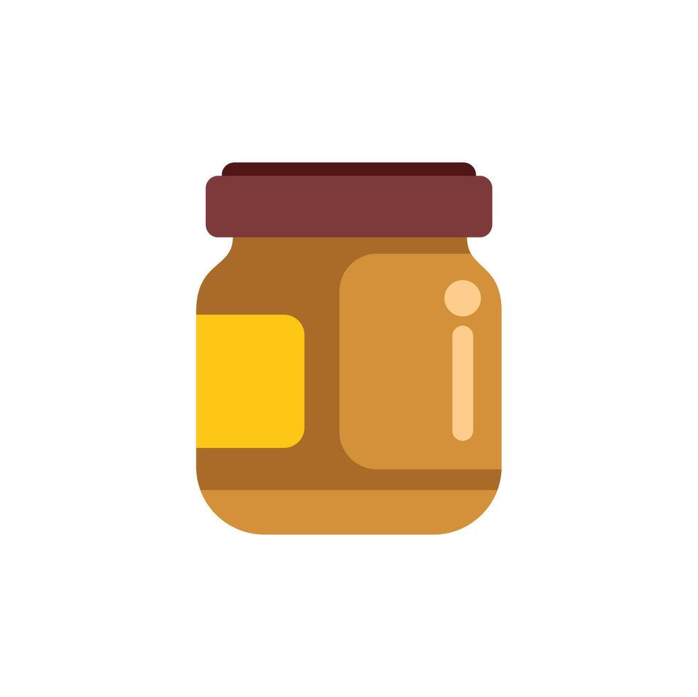 Closed glass jar with brown content and yellow label vector