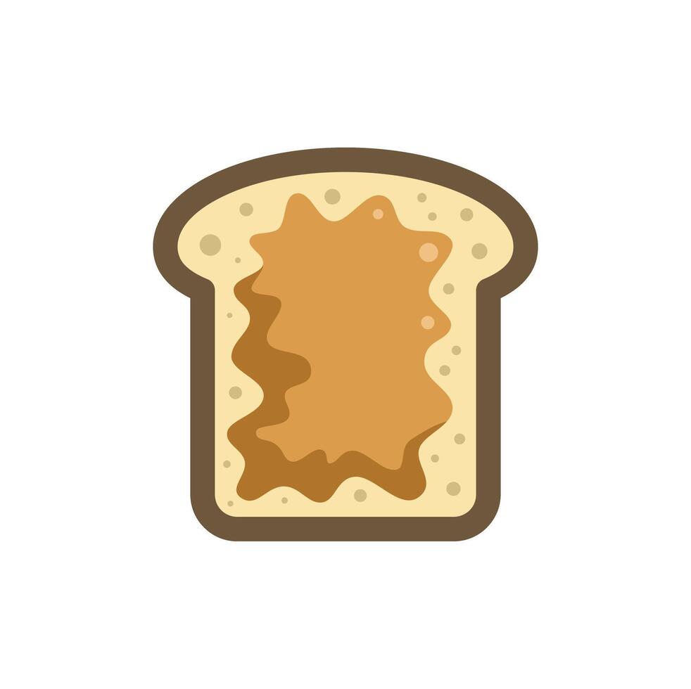 Slice of toast with peanut butter spread cartoon illustration vector