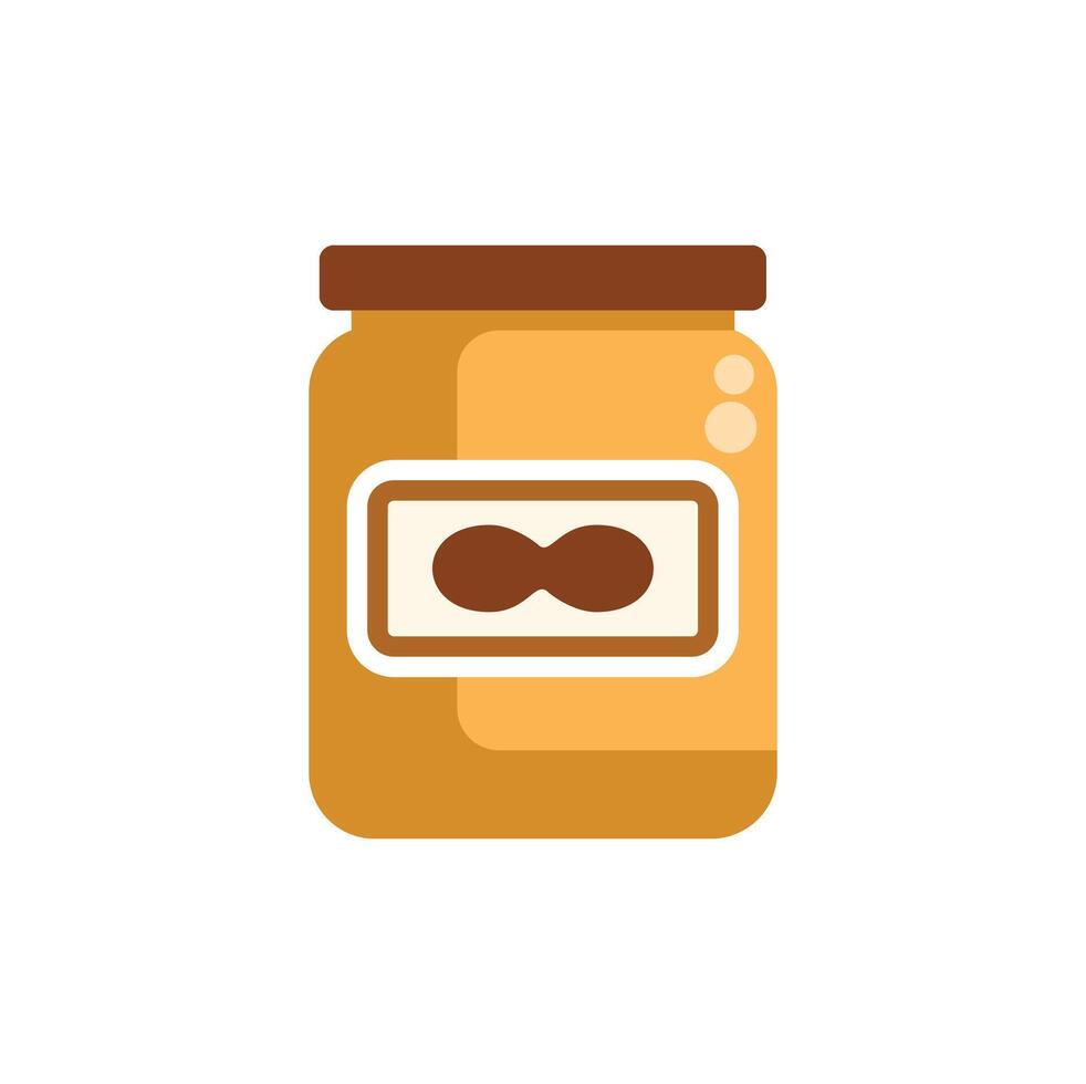 Peanut butter jar spreading on toast illustration vector