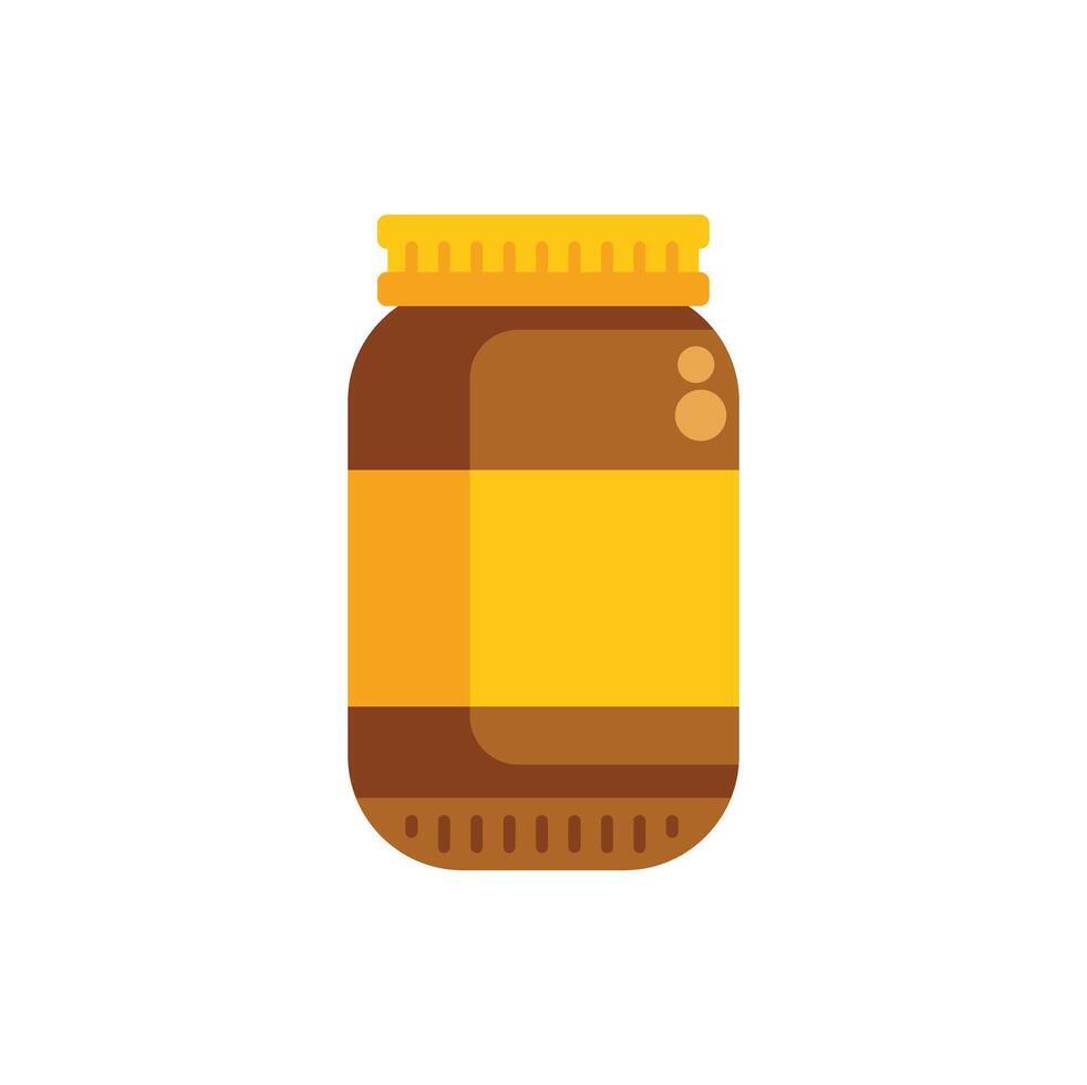 Glass jar with yellow label and cap showing preserved food product vector