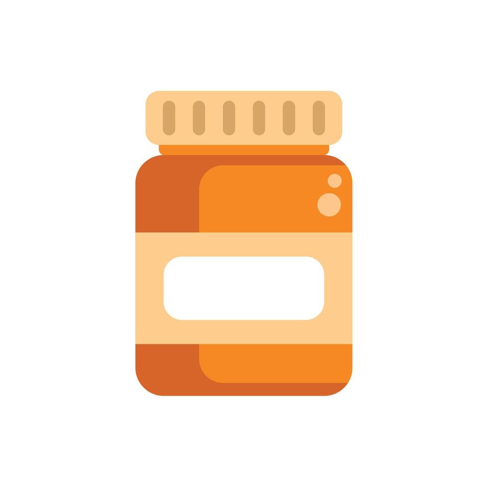Orange glass jar with blank label for peanut butter or jam vector