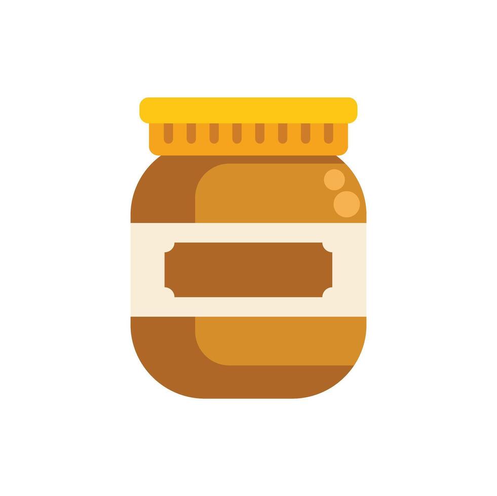 Glass jar with yellow cap containing peanut butter vector