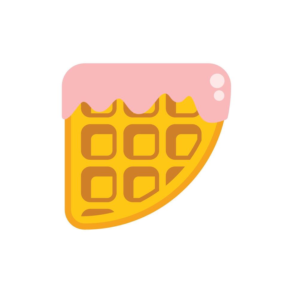 Delicious waffle with pink icing dripping for breakfast menu vector