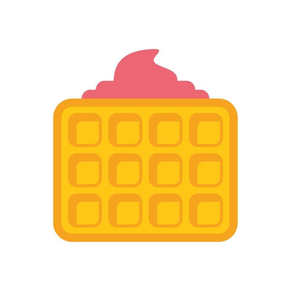 Square waffle with whipped cream on top icon vector