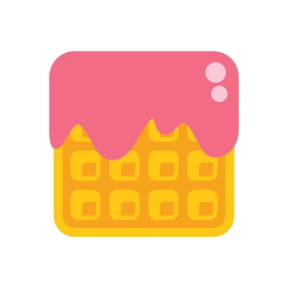 Square waffle with pink glaze dripping over it vector