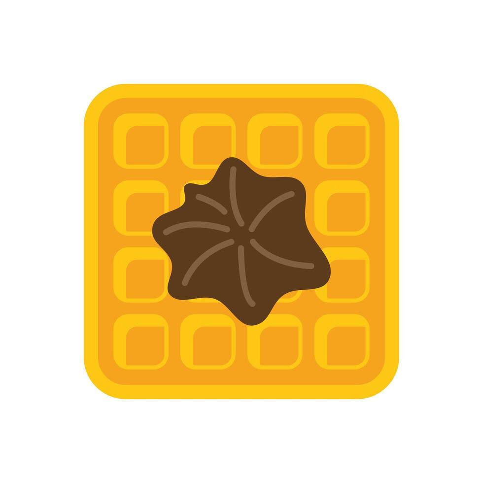 Square waffle with chocolate syrup on top minimalist illustration vector