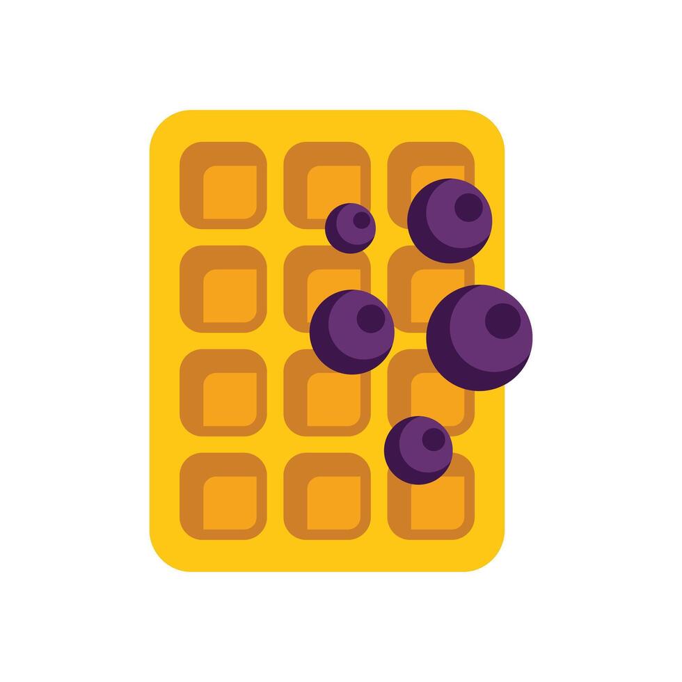 Square waffle with blueberries falling on top vector