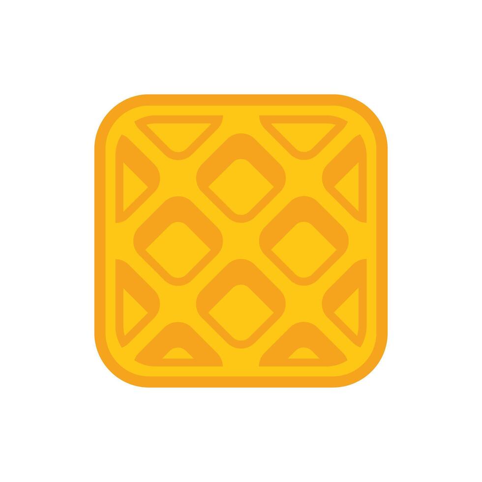 Square waffle icon representing traditional belgian food vector