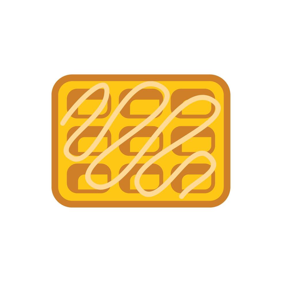 Square waffle with syrup drizzled on top graphic illustration vector