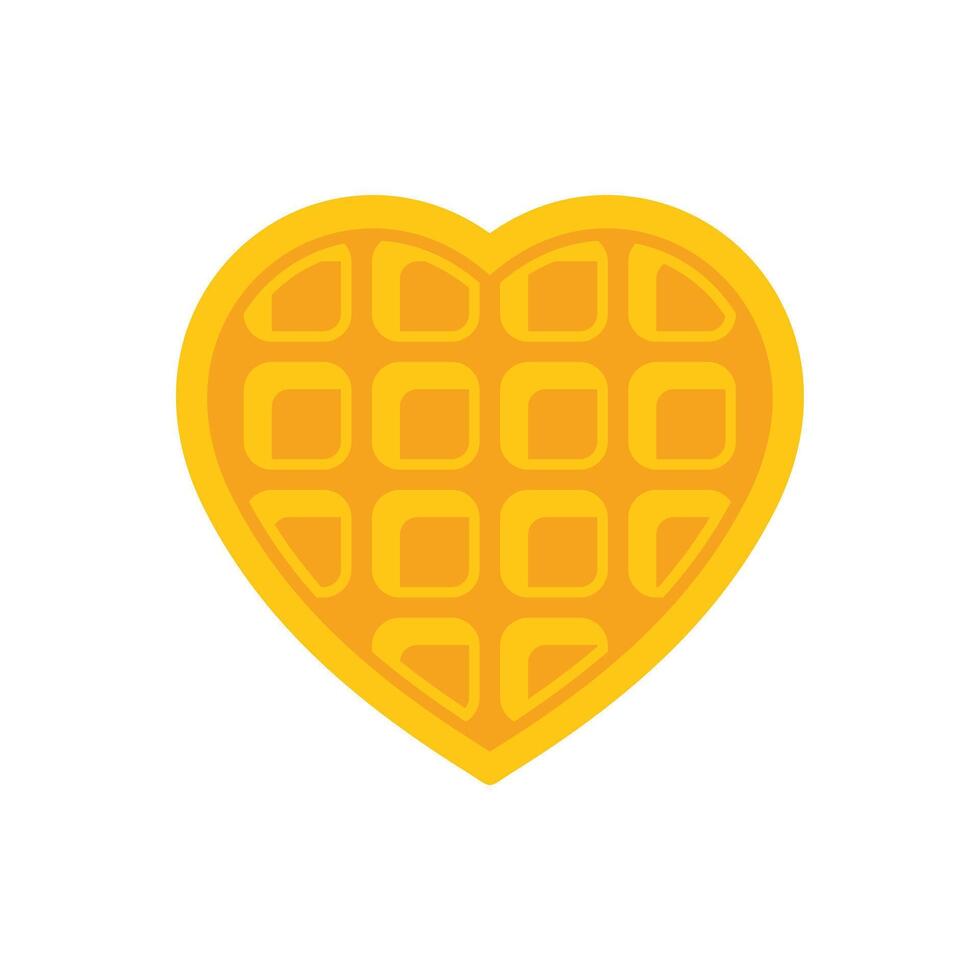 Heart shaped waffle representing love for breakfast food vector