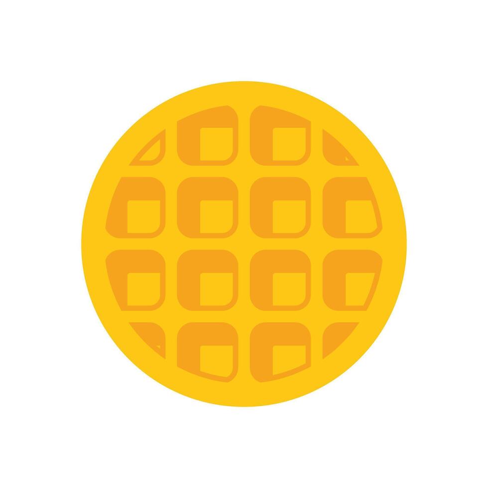 Round waffle icon representing breakfast food vector