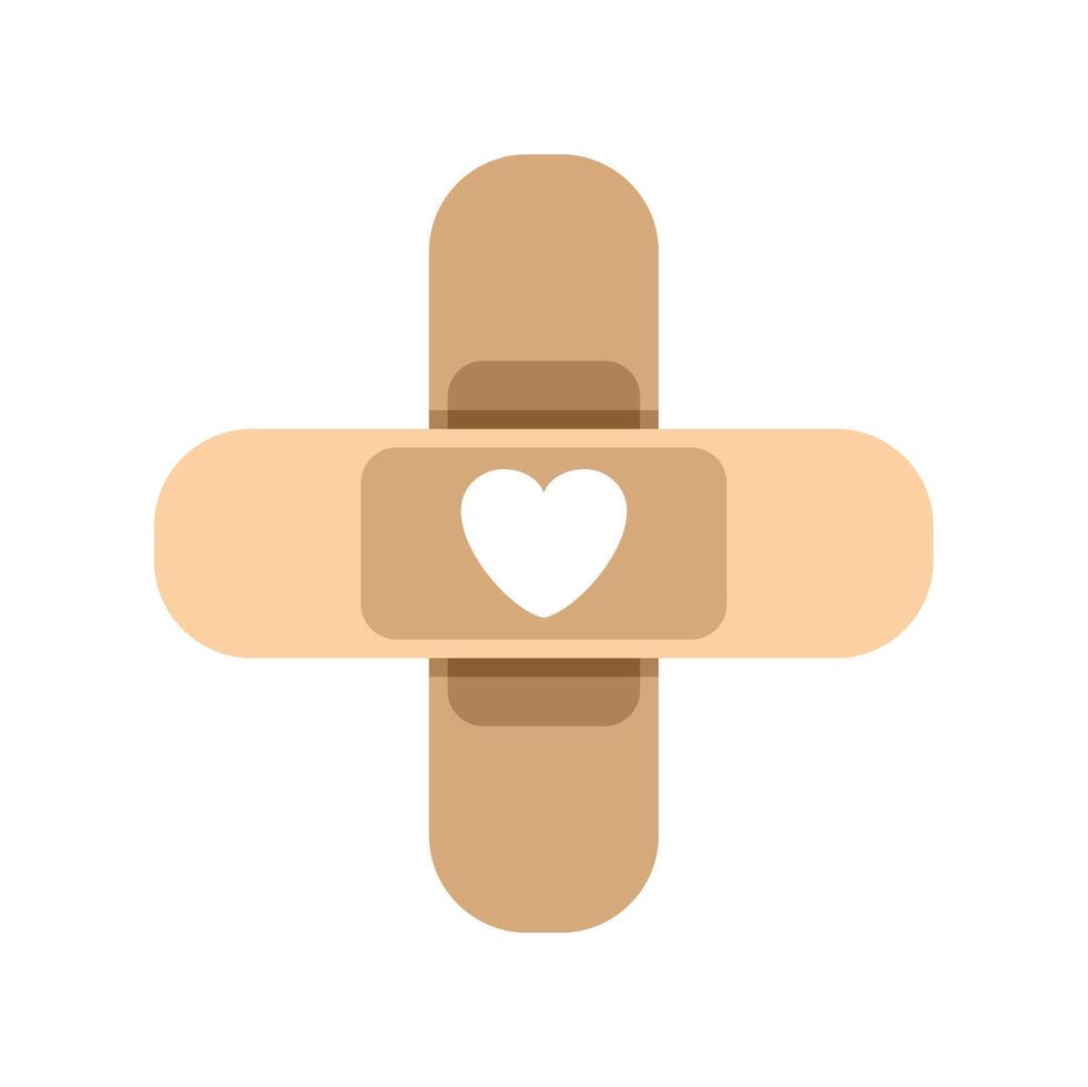 Beige adhesive bandage with heart forming a cross is representing healthcare vector