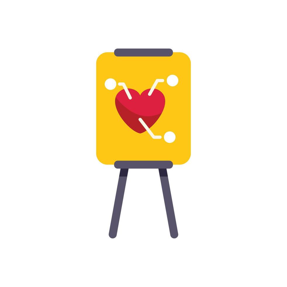 Yellow board showing a heart connected to a circuit board vector