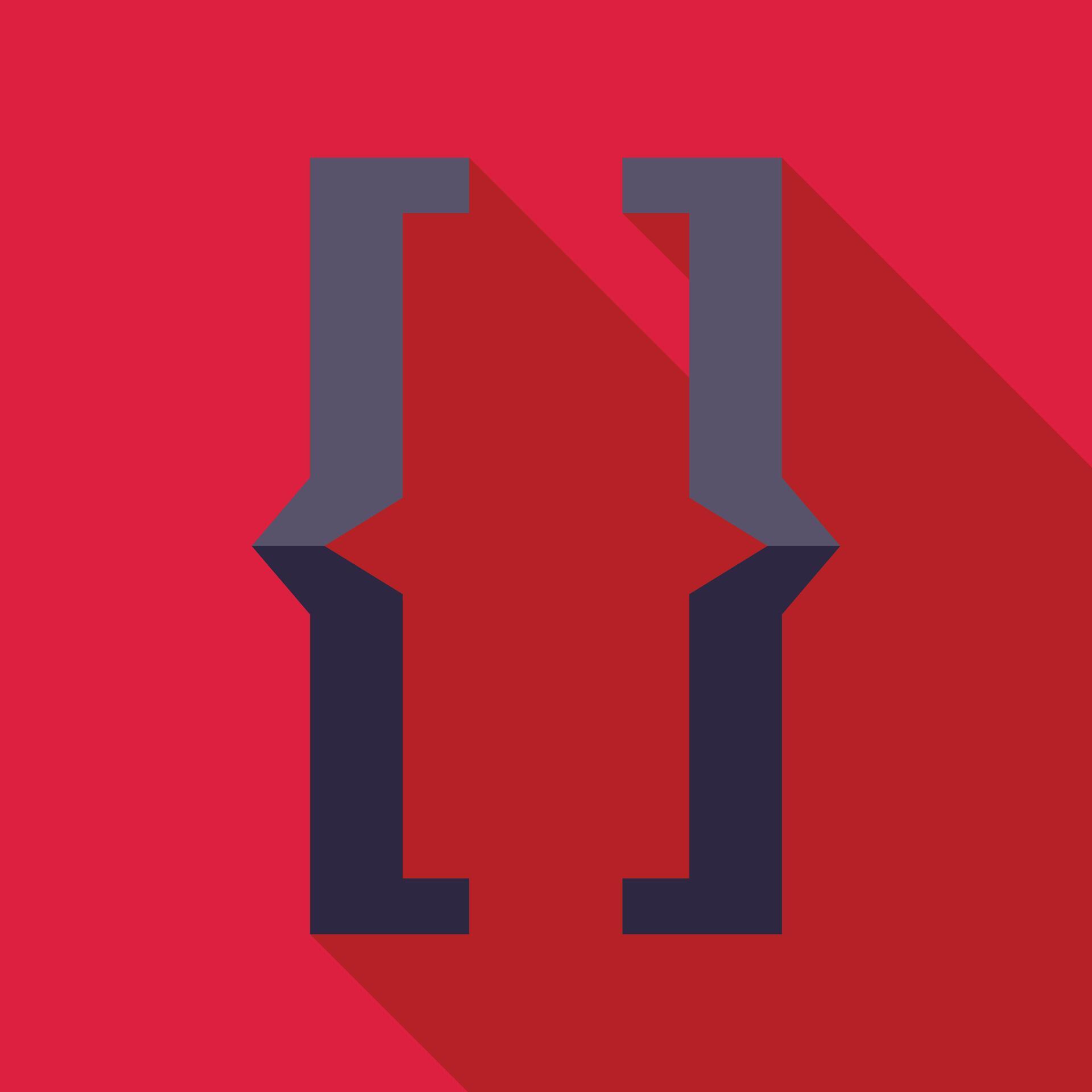 Square brackets symbol representing coding and programming on red ...