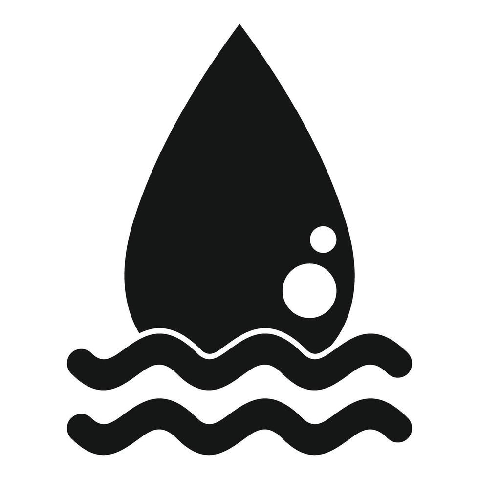 Water drop falling into water with bubbles and waves icon vector