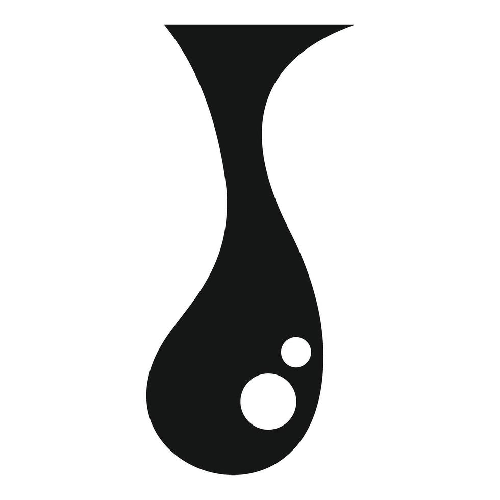 Black drop falling down with bubbles inside, simple icon vector