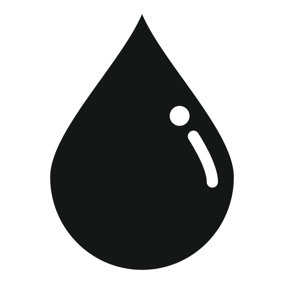 Black drop of liquid falling with reflection on its surface vector