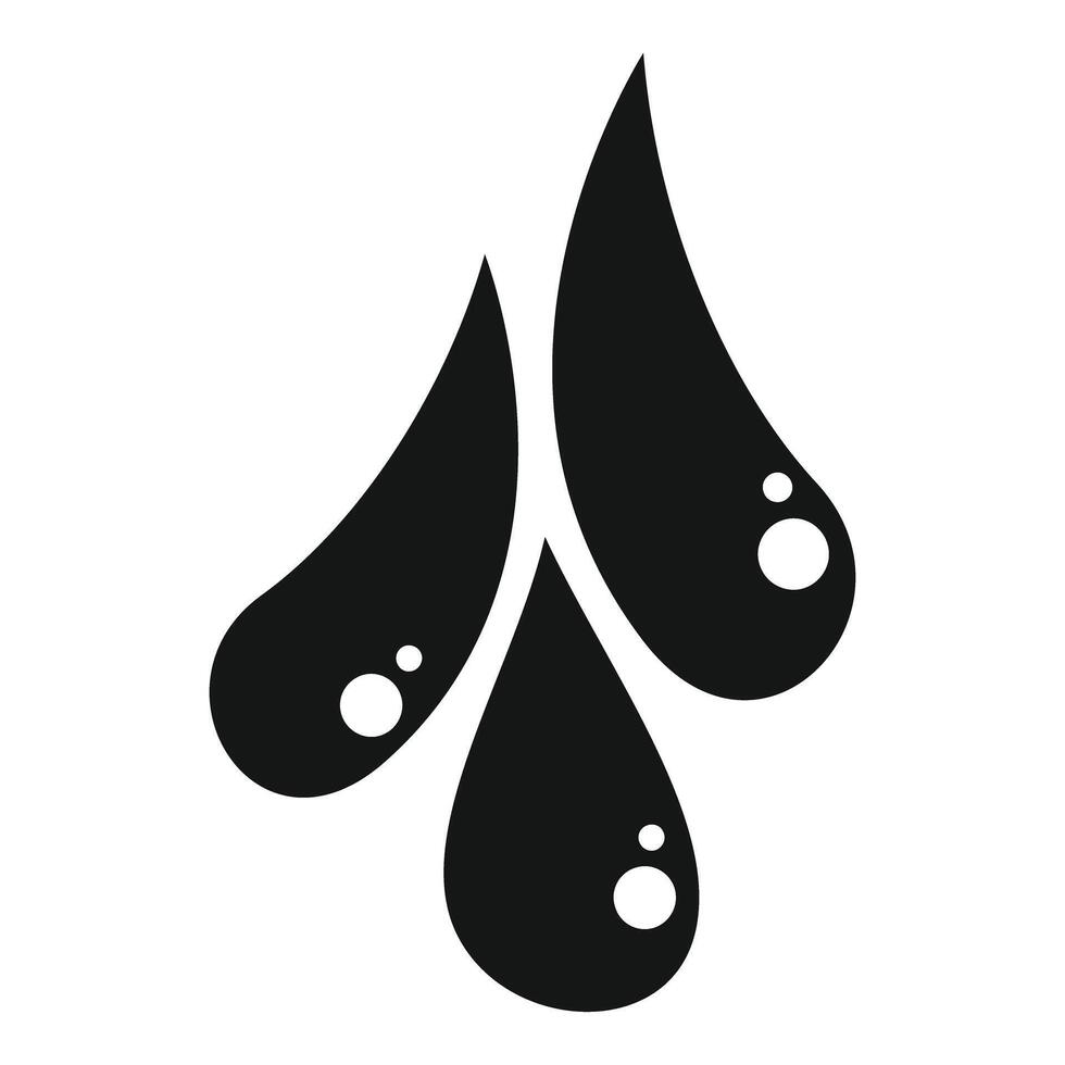Three black falling water drops with bubbles reflecting light vector