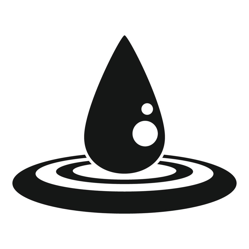 Black drop falling and creating circular ripples on water surface vector