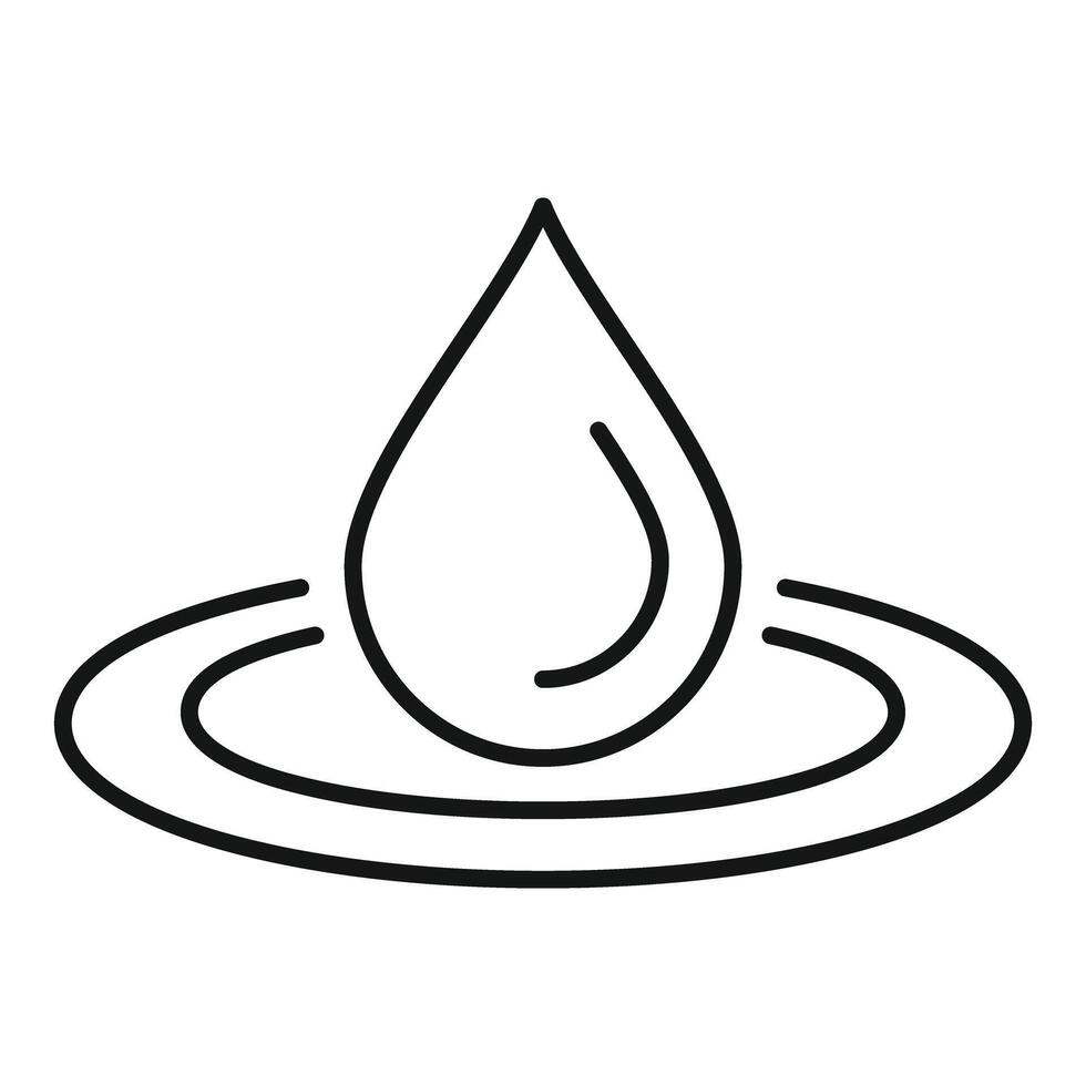 Water drop creating ripples on surface, liquid splashing in concentric circles vector
