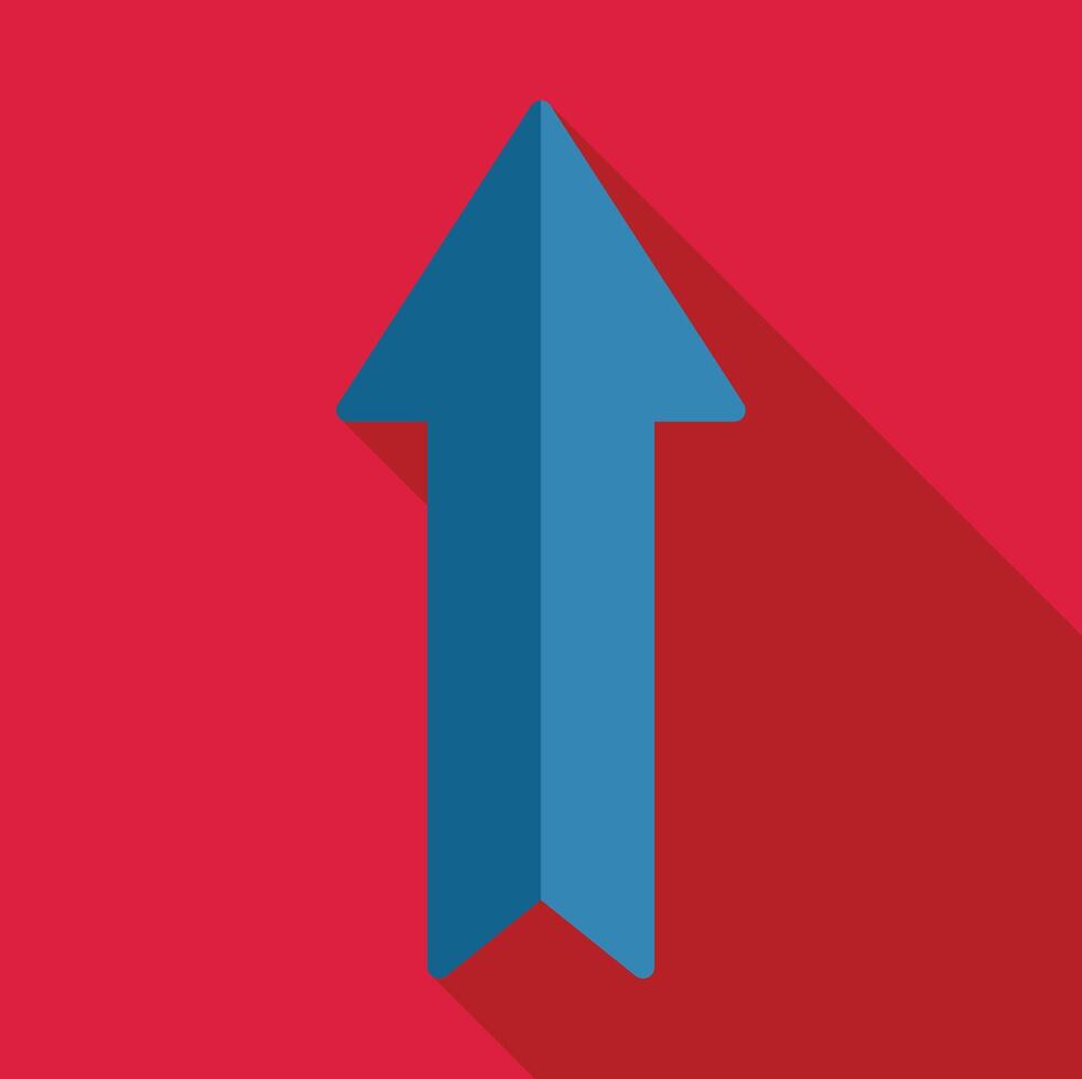 Blue arrow pointing upwards on red background symbolizing growth vector