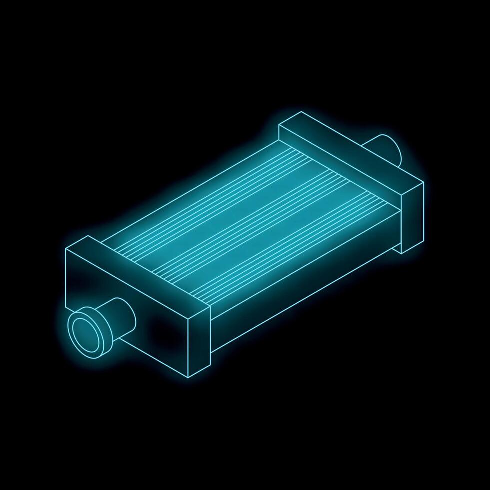 Neon radiator glowing on black background vector