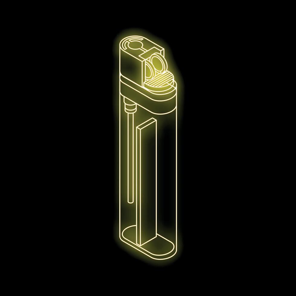 Yellow neon lighter glowing on black background vector