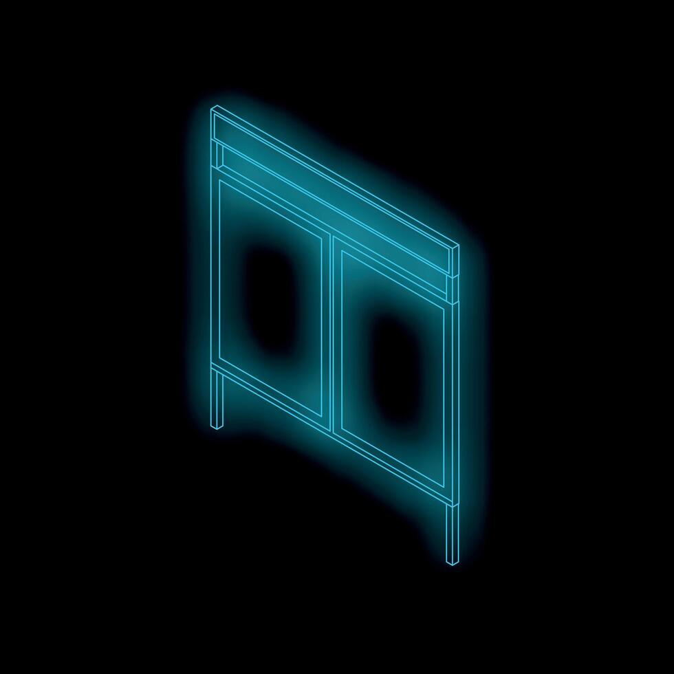 Empty blank city format billboard standing showing presenting glowing neon light vector