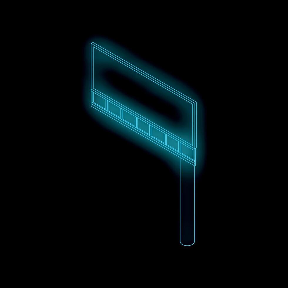 Neon billboard standing tall against a black background vector