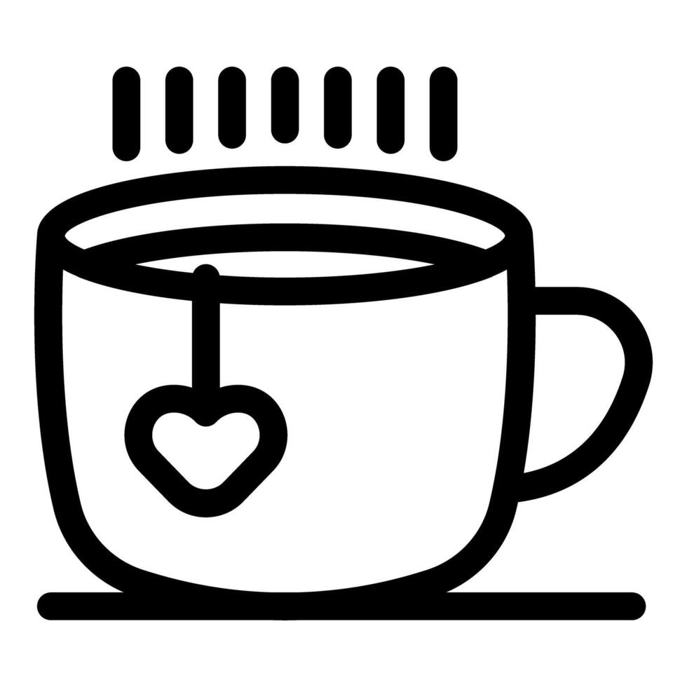Steaming cup of tea with heart shaped tea bag label vector