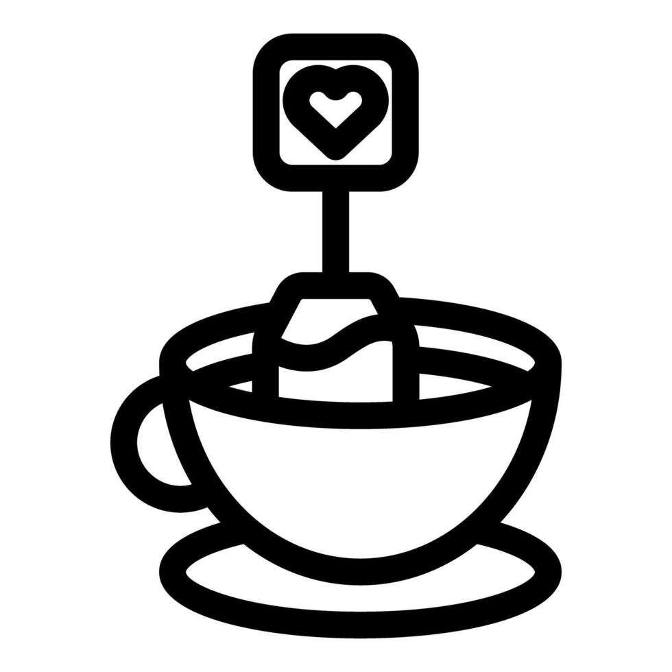 Love tea bag dipping in cup with heart symbol showing passion for beverage vector