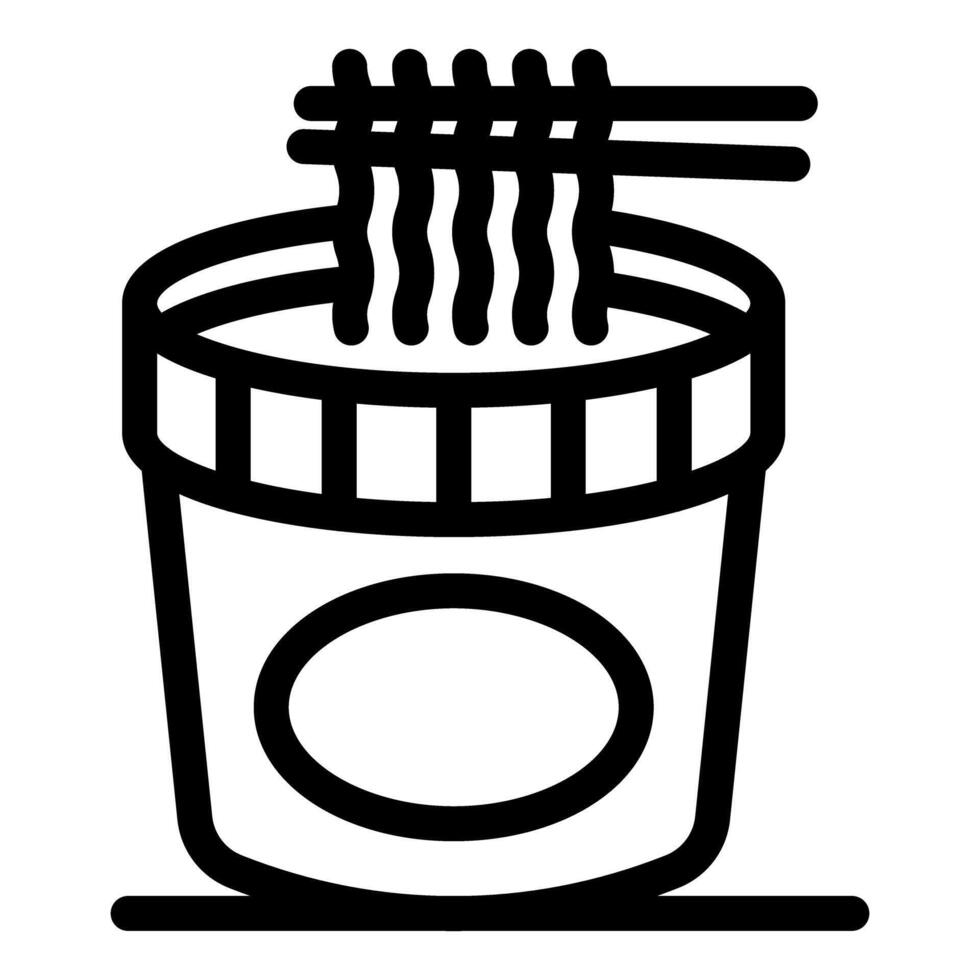 Chopsticks picking up noodles from instant ramen cup packaging vector