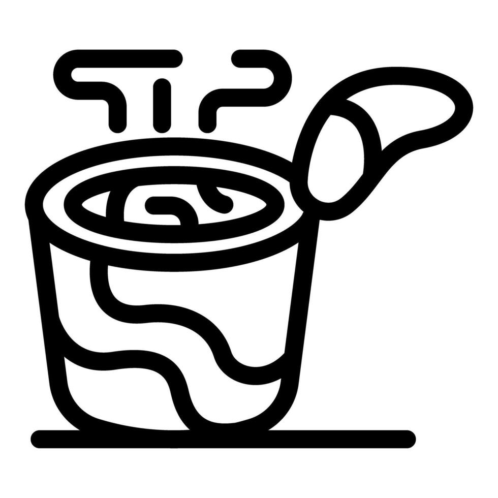 Steaming hot instant cup noodles with chopsticks ready to eat vector