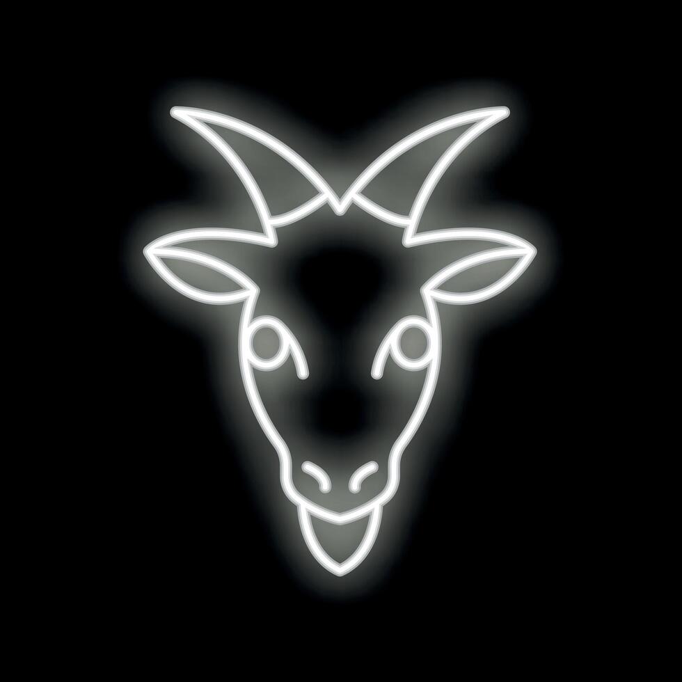 Neon goat sticking out tongue on black background vector