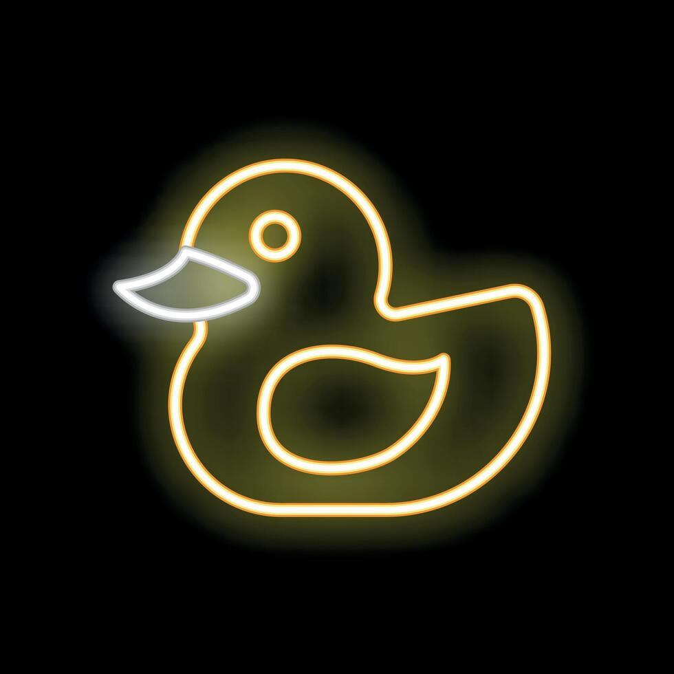 Neon sign representing a rubber duck toy glowing in the dark vector