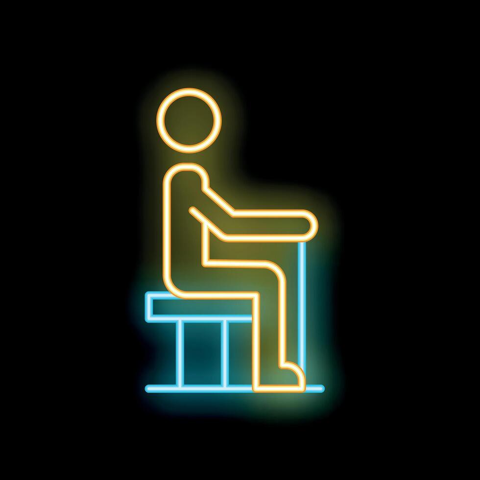 Neon sign of person sitting on bench waiting vector